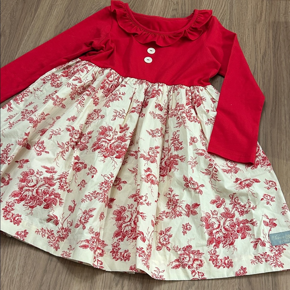 Eleanor Rose‎ valentine’s Day, red floral printed toille Dress 7/8 k7134